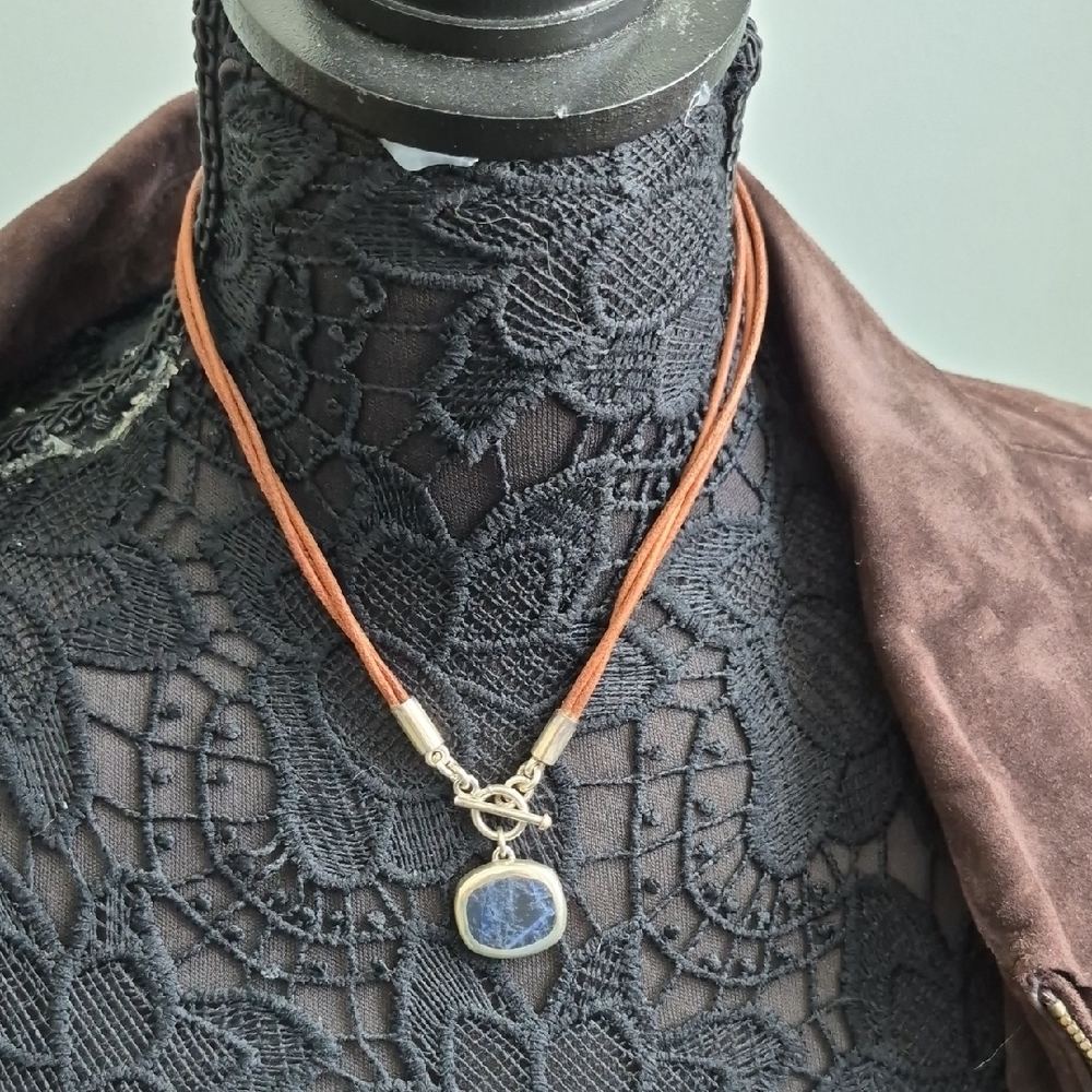 Sterling Silver Toggle Blue Stone NECKLACE